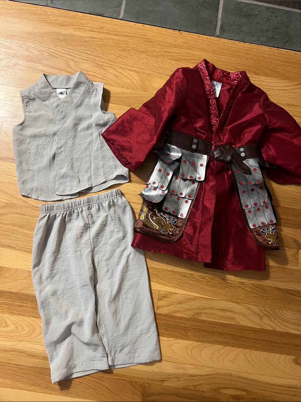 Disney Red & Light Gray Warrior Costume Set
